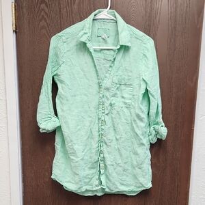 Sigrid Olsen Mint Green Casual Button Down Shirt